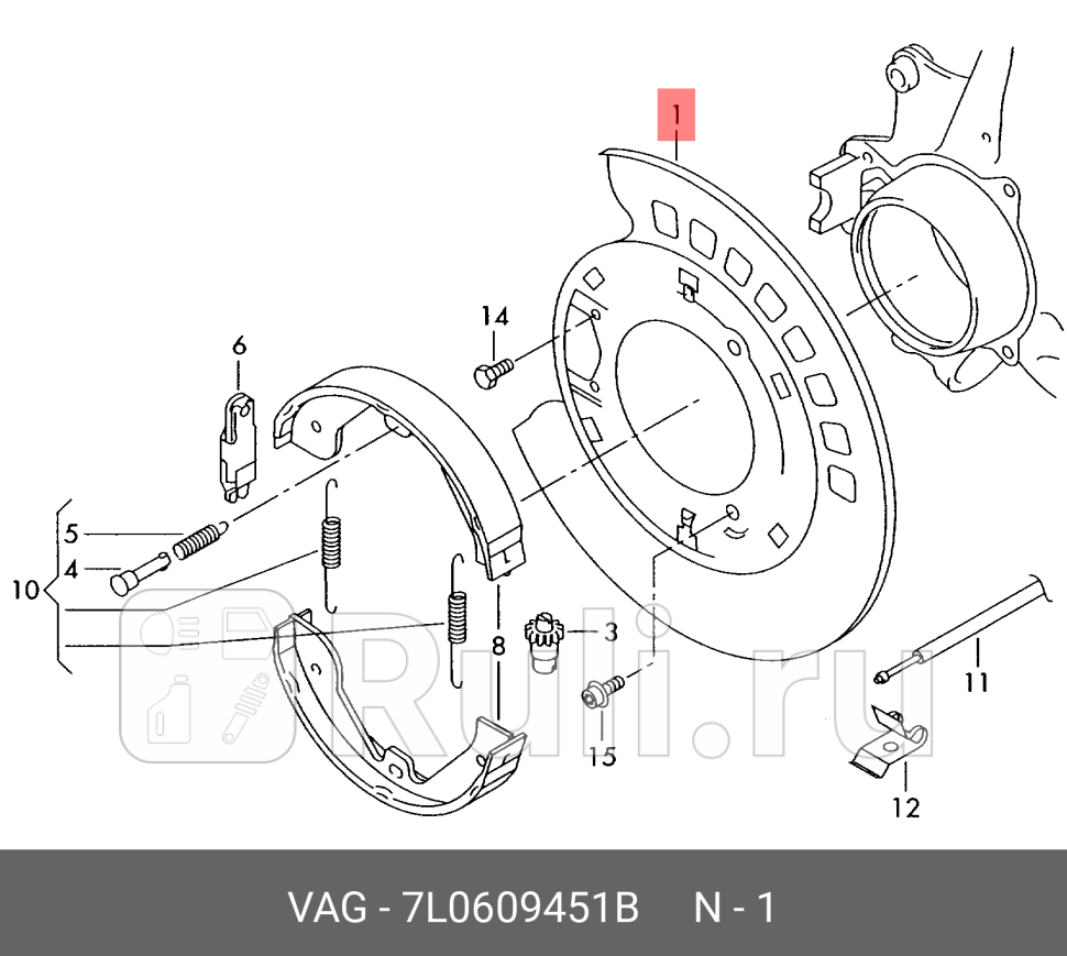 Кожух тормозного диска задний левый Touareg 2002- VAG 7L0609451B 0₽