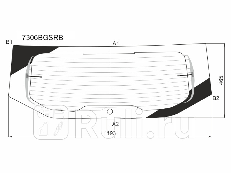 Стекло заднее (Цвет зеленый/ Обогрев) Renault Duster 21- / Dacia Duster 17-  SISECAM 7306BGSRB