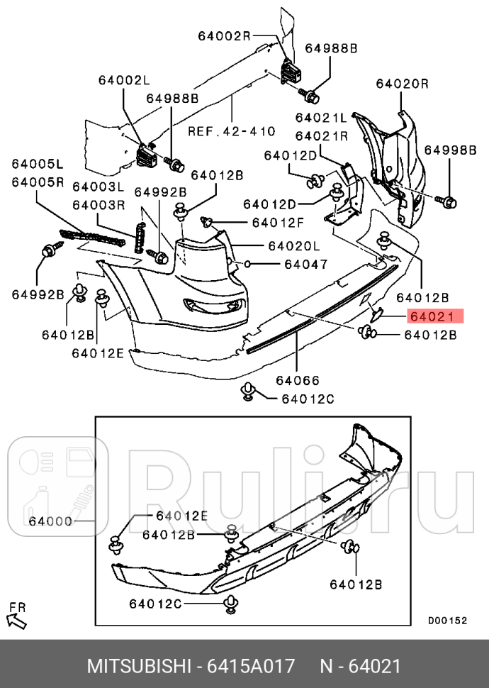 Заглушка буксировочного крюка заднего бампера MITSUBISHI 6415A017 470₽