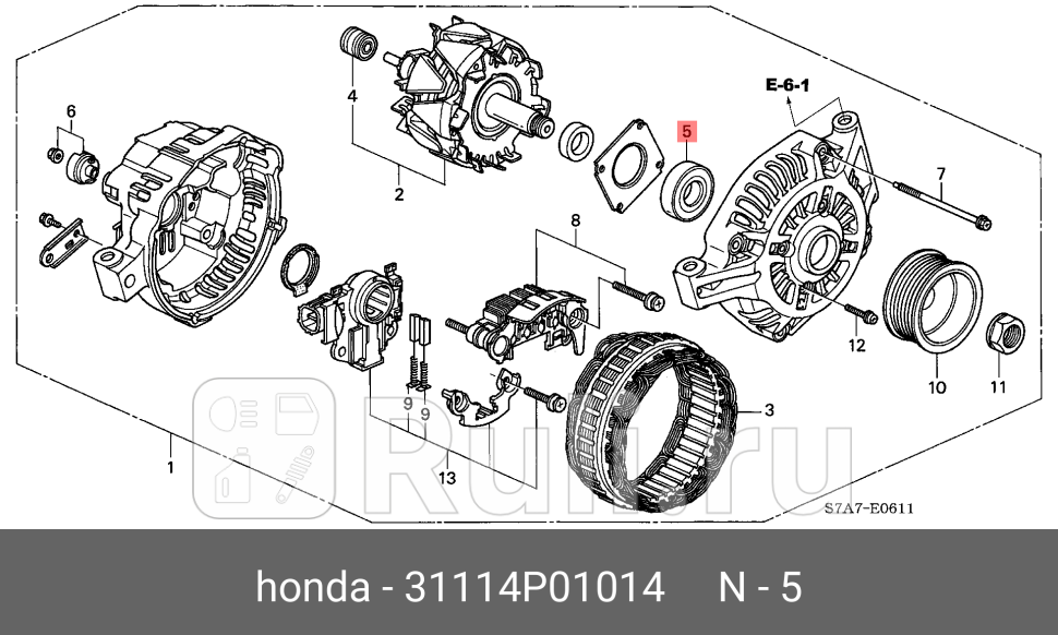 Подшипник генератора HONDA 31114P01014 0₽