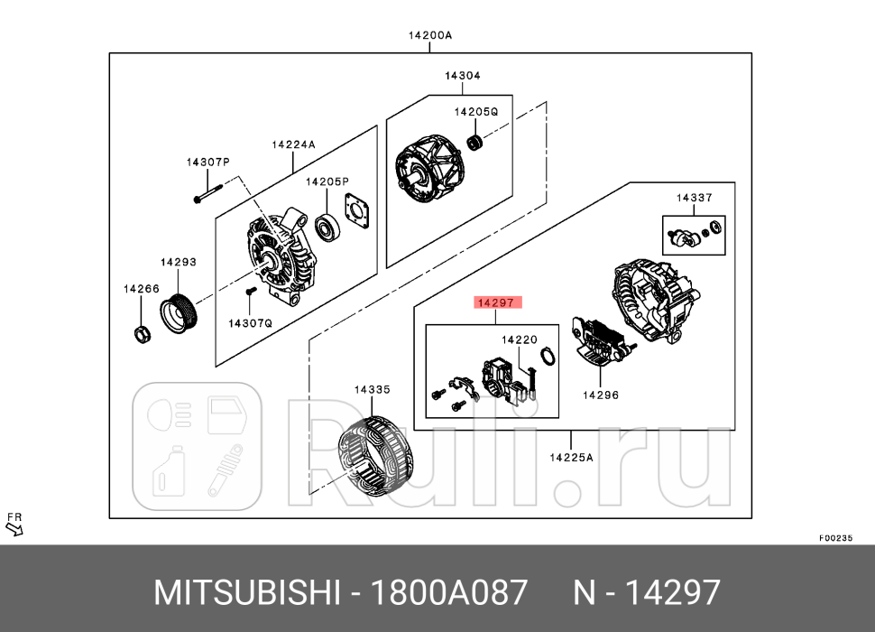 Реле-регулятор генератора MITSUBISHI 1800A087 10660₽