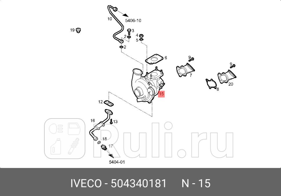 турбокомпрессор K03Iveco Daily дв 23 DI F1A Euro IV 06 IVECO 504340181 0₽
