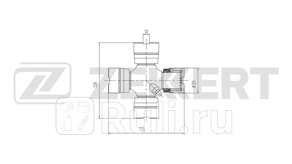 Крестовина карданного вала 39 00x118 00 Kamaz 4308 04- 4326 11- 55102 97- 5320 76- 5410 76- 5 Zekkert kg-1154 1350₽