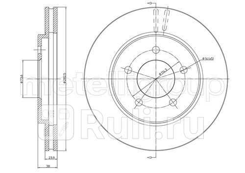 Диск тормозной передний вентилируемый Metelli 23-0473 0₽