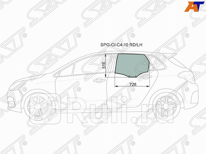 Стекло двери задней левой SAT SPG-CI-C4-10 RDLH 1710₽