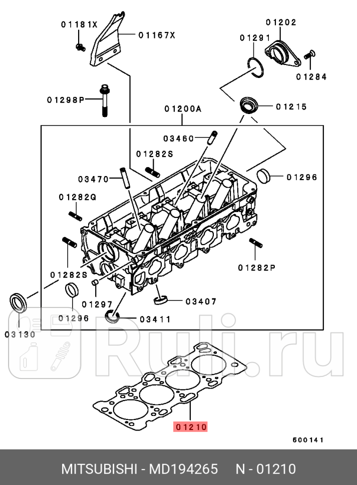 Прокладка головки блока цилиндров MITSUBISHI MD194265 0₽