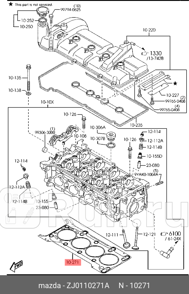 Прокладка гбц 1300 mazda3 bk MAZDA ZJ0110271A 3040₽