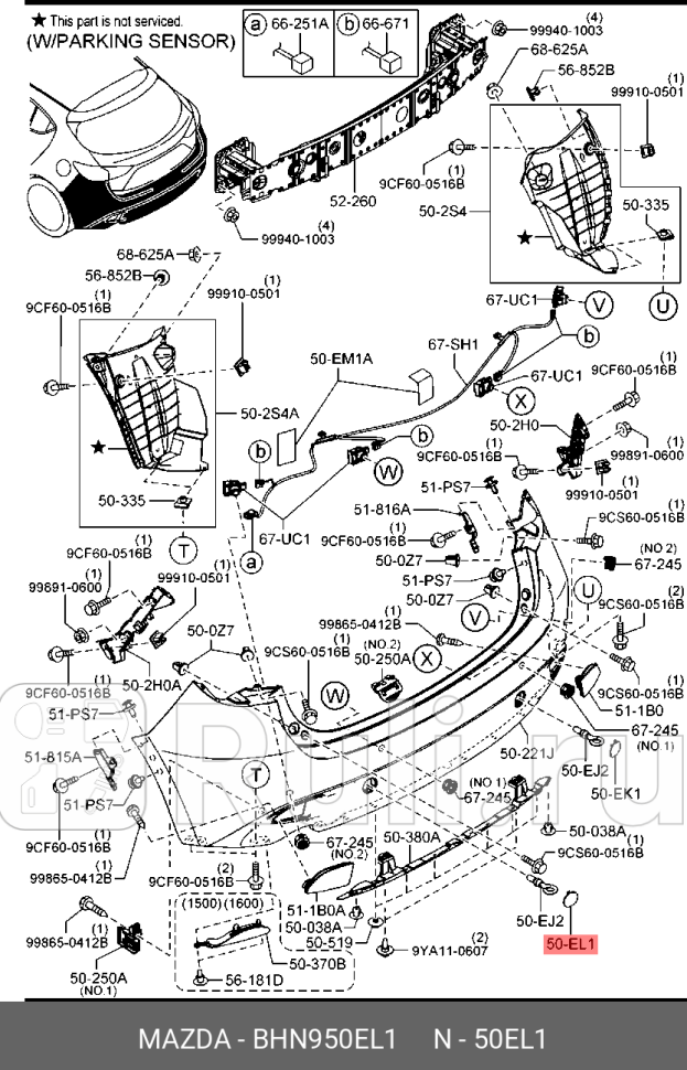 Крышка буксировочной проушины задняя левая mazda3 bm MAZDA BHN950EL1 0₽
