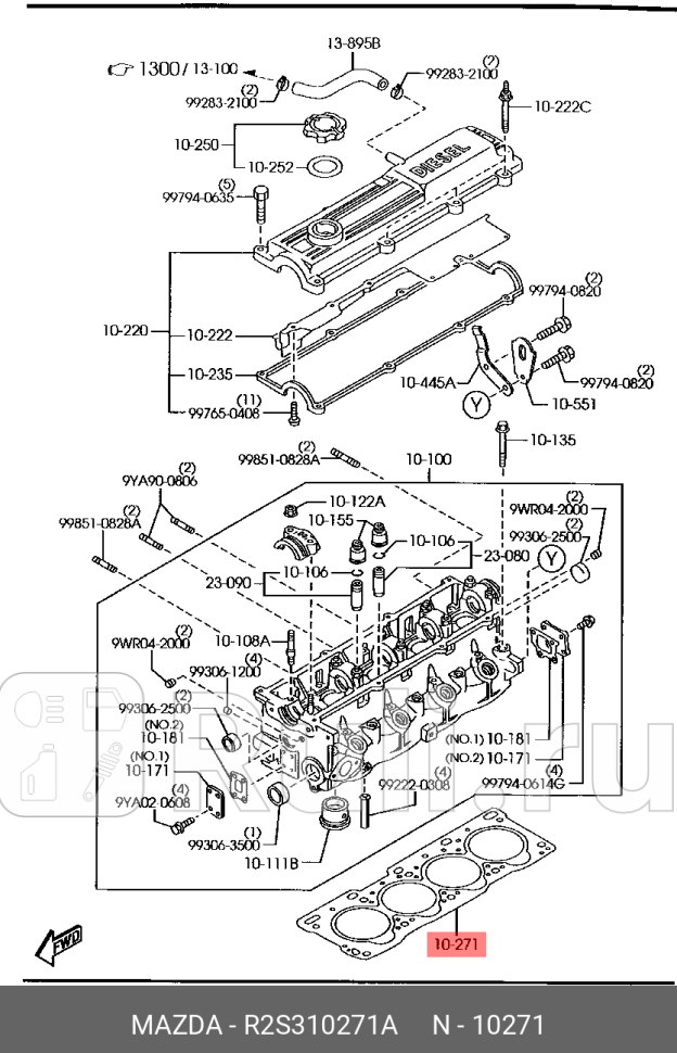 Прокладка гбц r2s3-10-271a r2 MAZDA R2S310271A 0₽