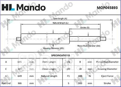 Амортизатор капота MANDO MOP045893 1610₽