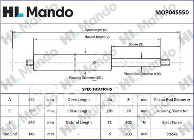 Амортизатор капота MANDO MOP045550 1480₽