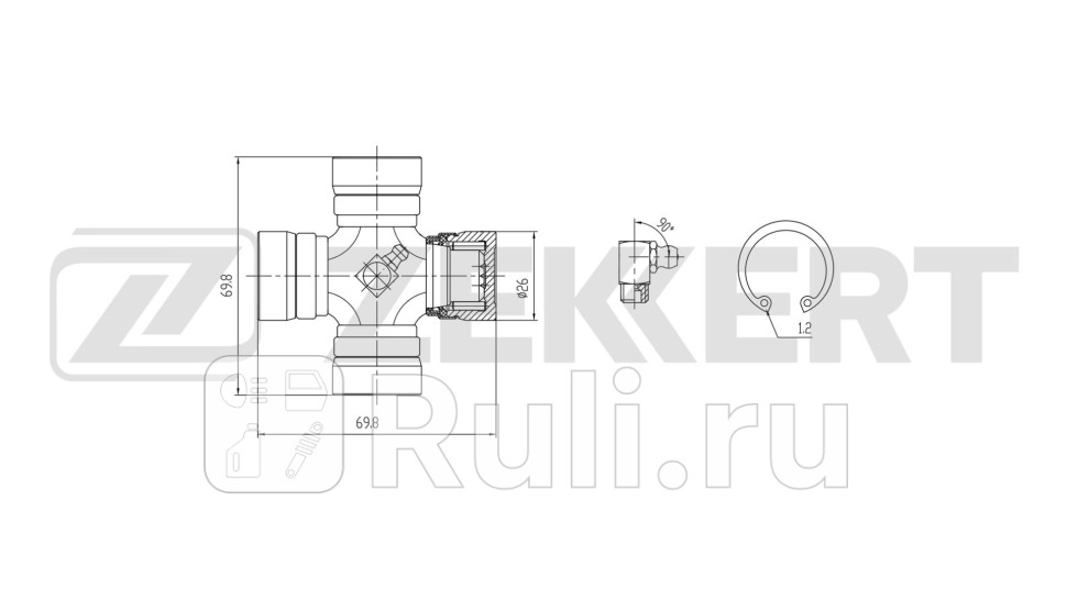 Крестовина карданного вала 26 00x70 00 Suzuki Grand Vitara FT HT JT TE TD 01- Zekkert kg-1081 930₽