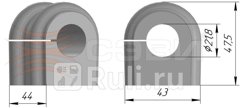Втулка стабилизатора Hyundai Elantra HD 06- i30 07- Kia Ceed 06-12 Cerato 09- переднего СЭВИ СЭВИ 2234-6040 190₽