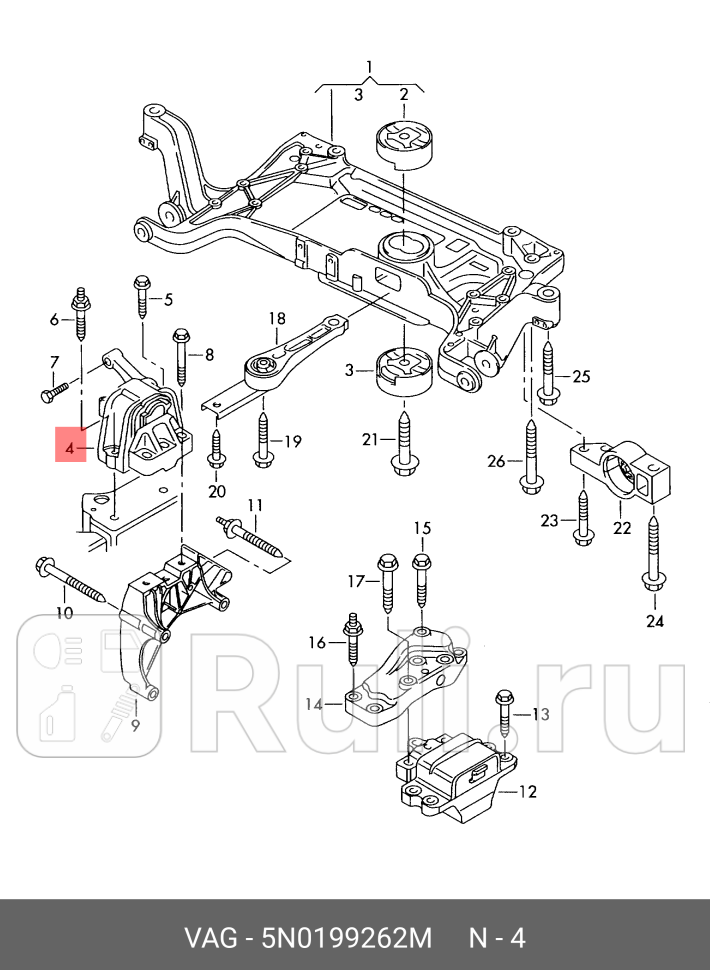 Подушка ДВС правая VAG VAG 5N0199262M 0₽