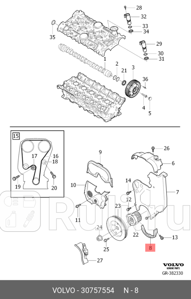 КРЫШКА РЕМНЯ ГРМ НИЖНЯЯ VOLVO 30757554 0₽