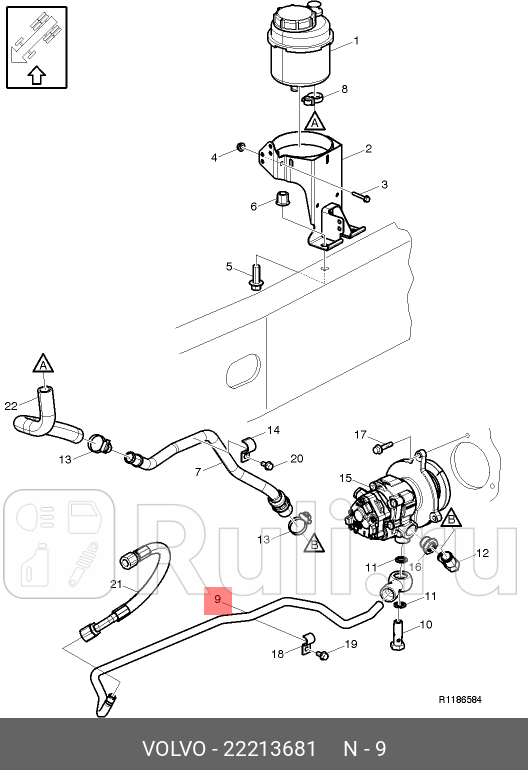 Трубка насоса ГУРа VOLVO VOLVO 22213681 19940₽