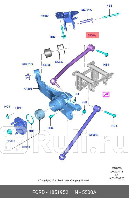 Рычаг задней подвески прав верх ORG FORD 1851952 0₽