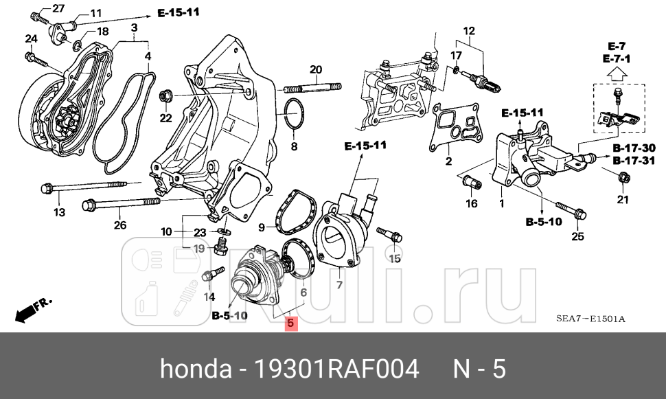Термостат HONDA 19301RAF004 0₽