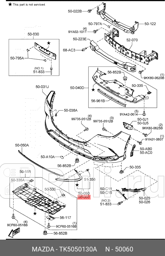 Молдинг бампера MAZDA TK5050130A 0₽