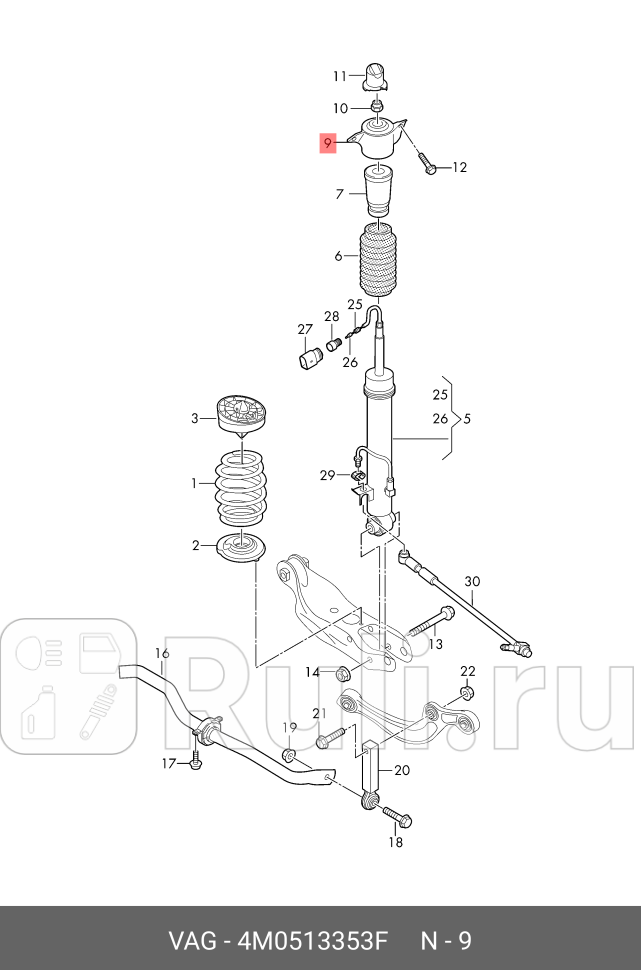 ОПОРА АМОРТИЗАТОРА ИСПОЛЬЗ ТОЛЬКО ПОПАРНО VAG 4M0513353F 0₽
