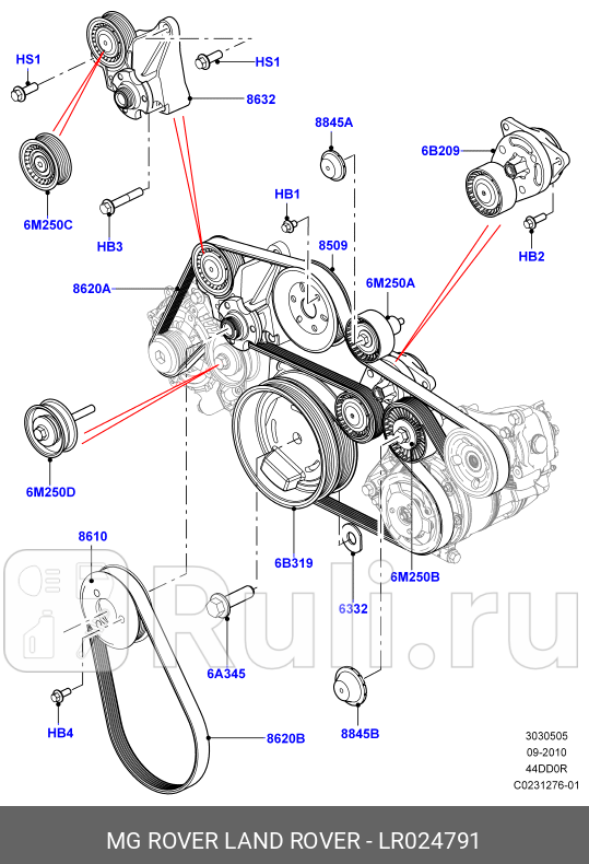 ролик обводной Land Rover Range Rover 44 10-12 LAND ROVER LR024791 12140₽