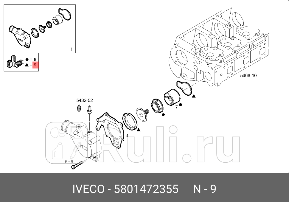 рк термостата сальникпрокладкаIVECO IVECO 5801472355 4800₽