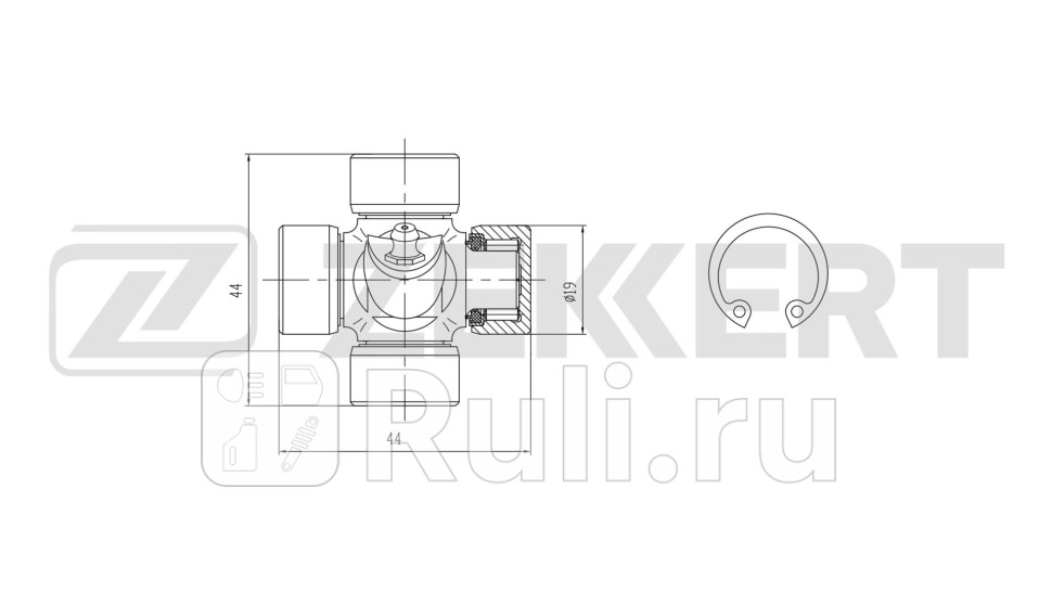 Крестовина вала рулевого механизма 19 00x44 60 Gaz Gazelle 2705 94- Sobol 2217 93- Valdai 3 Zekkert kg-1151 570₽