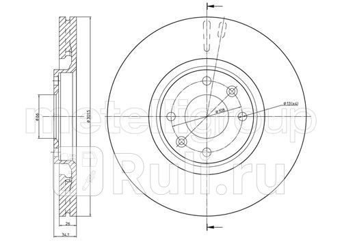 Диск тормозной передний вентилируемый Metelli 23-0751C 0₽