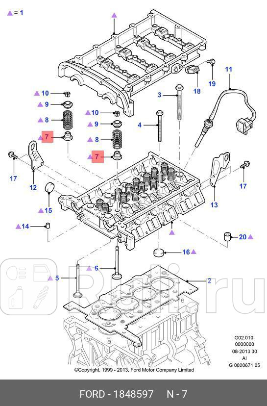 колпачок маслосъемный Ford Mondeo 20TDCi 00 FORD 1848597 190₽