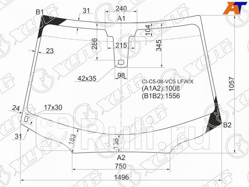 Лобовое стекло для Citroen C5 (2008-2017) XYG CI-C5-08-VCS LFW/X