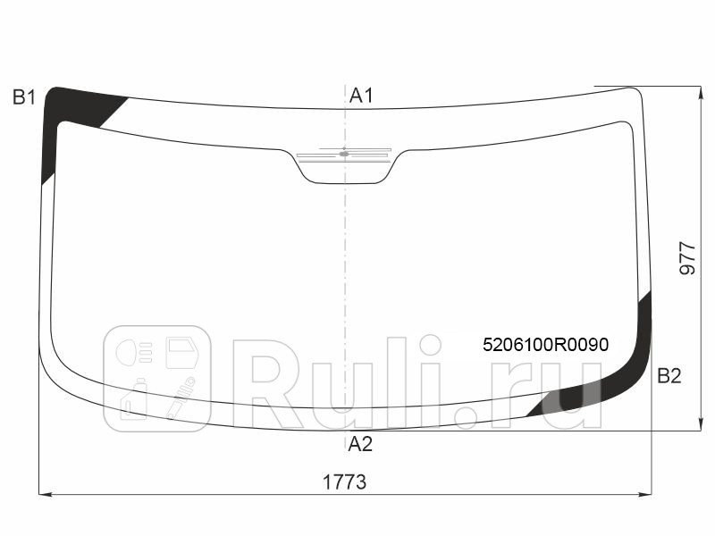 Стекло лобовое Антенна JAC Sunray 12- MAZ 281 22- 365 22- Sollers Atlant 22- FUYAO 5206100R0090 12640₽