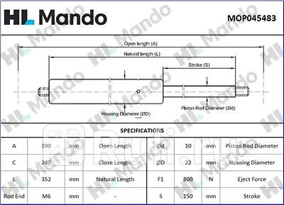 Амортизатор двери багажника MANDO MOP045483 1500₽