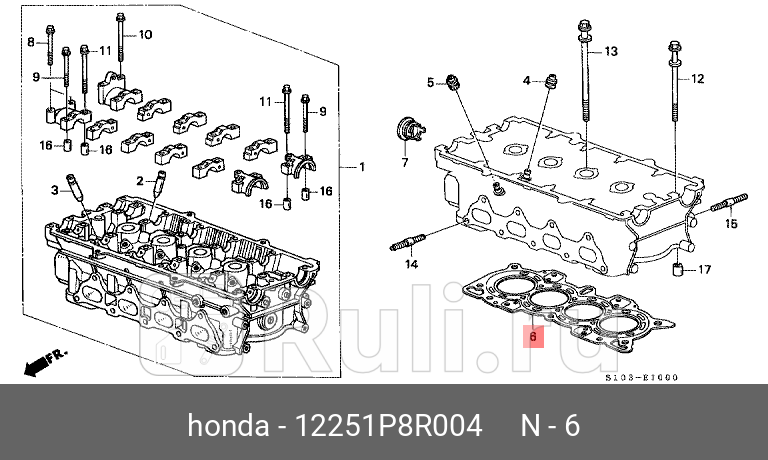 Прокладка головки блока 12251p8r004 HONDA 12251P8R004 10080₽