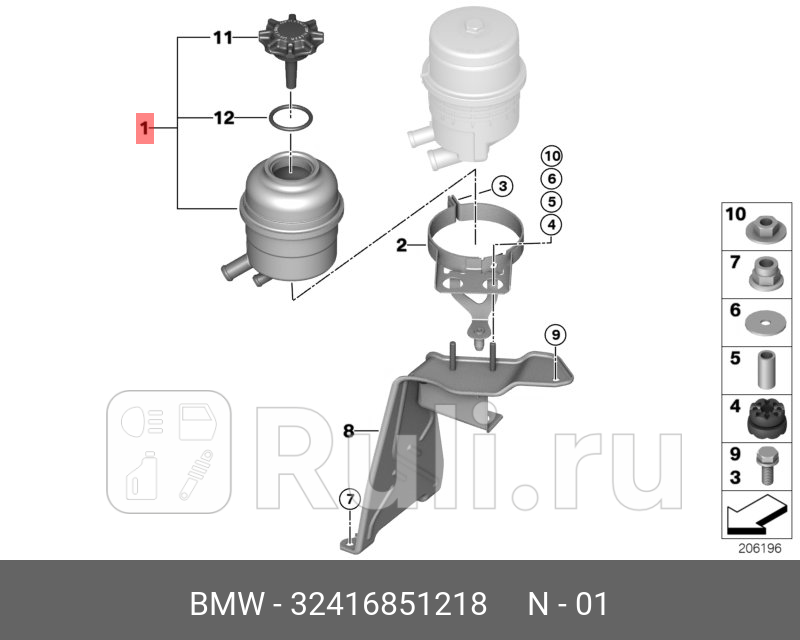 бачок гидроусилителя BMW X11-series BMW 32 41 6 851 218 6840₽