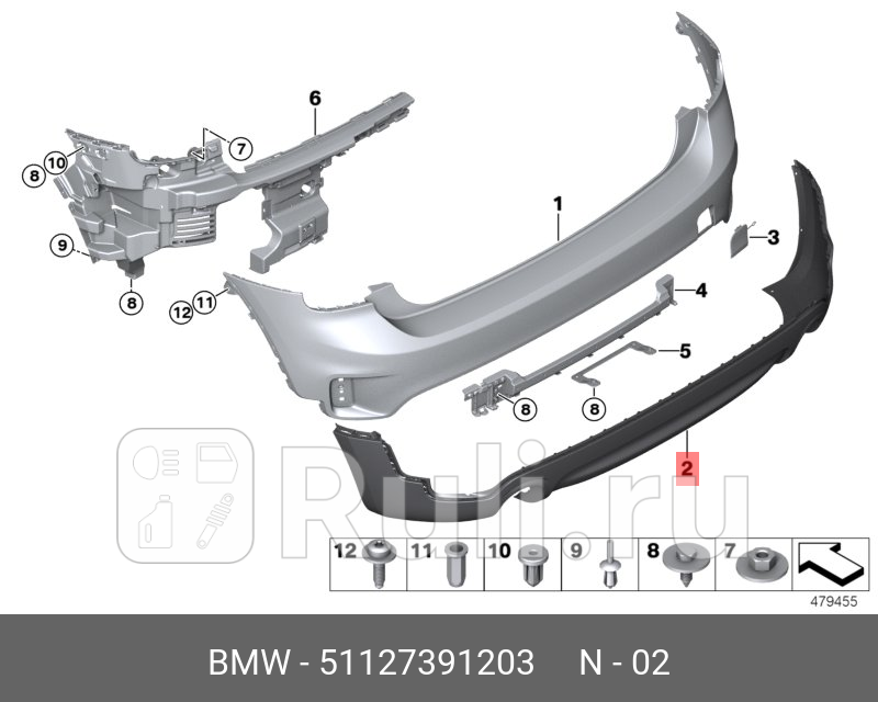 Спойлер заднего бампера ORG BMW 51127391203 19220₽