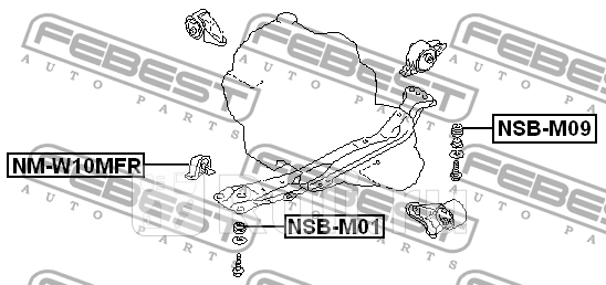 Подушка двигателя передняя FEBEST NM-W10MFR 0₽
