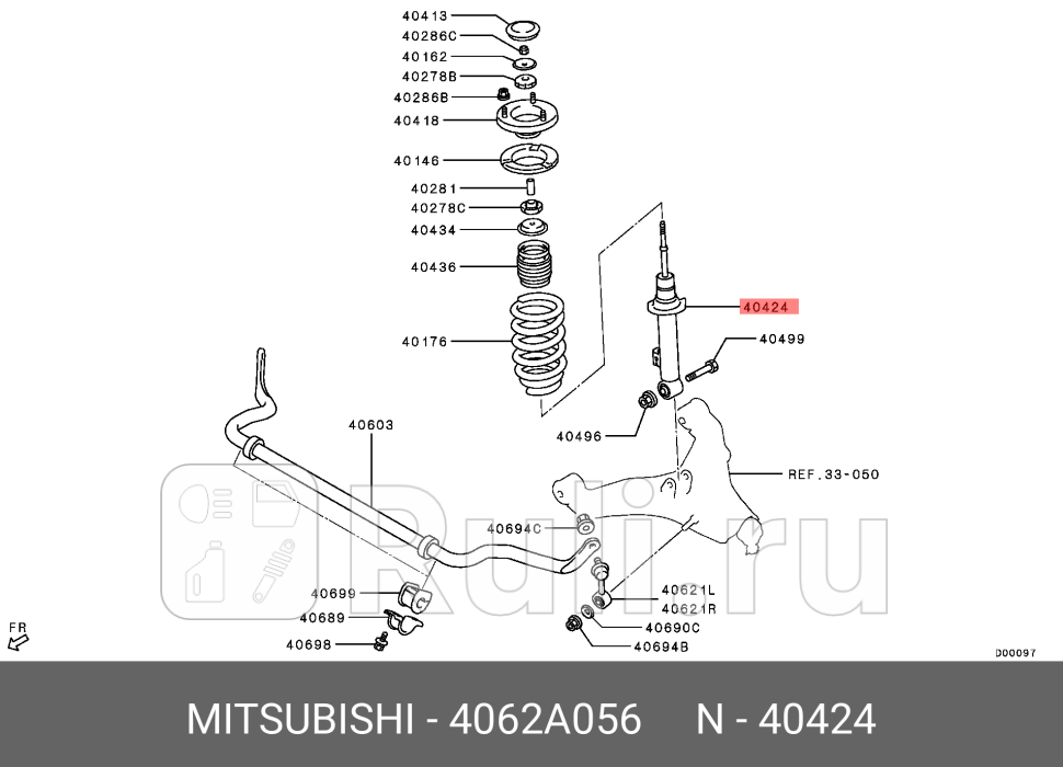 Амортизатор передней подвески MITSUBISHI 4062A056 0₽