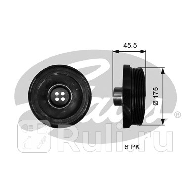 Шкив ременной коленчатого вала GATES TVD1136 24680₽