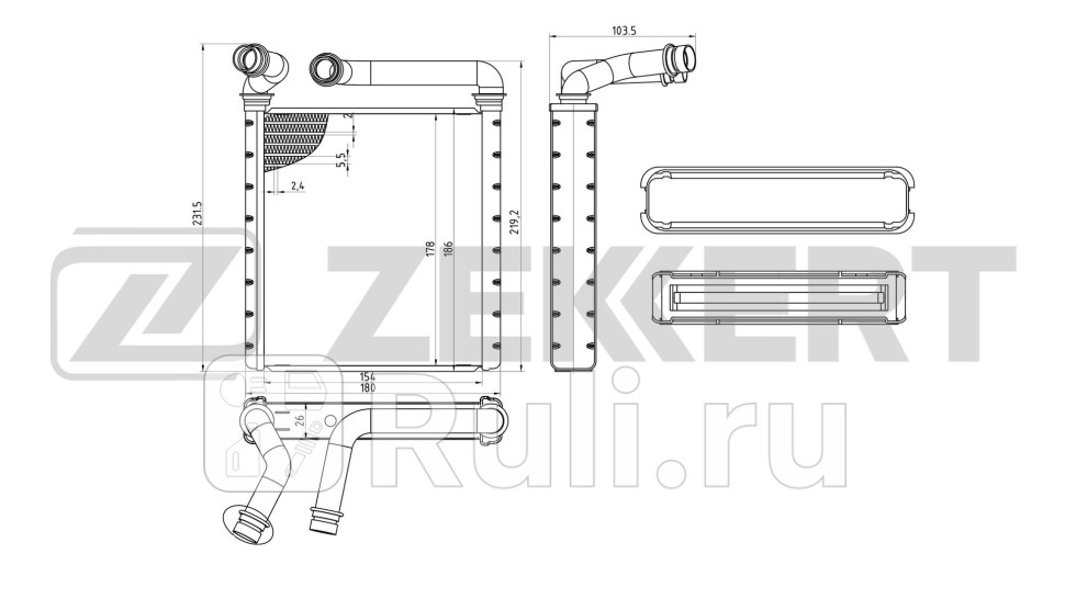 Радиатор отопителя VW Golf V VI 03- Passat V-VII 05- Tiguan 07- Skoda Superb 3T4 08- Yeti 5L Zekkert mk-5152 3880₽