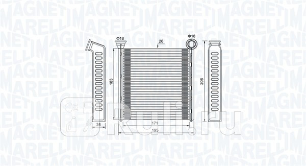 Радиатор печки skoda octaviavw golf vii 12- MAGNETI MARELLI 350218448000 6070₽