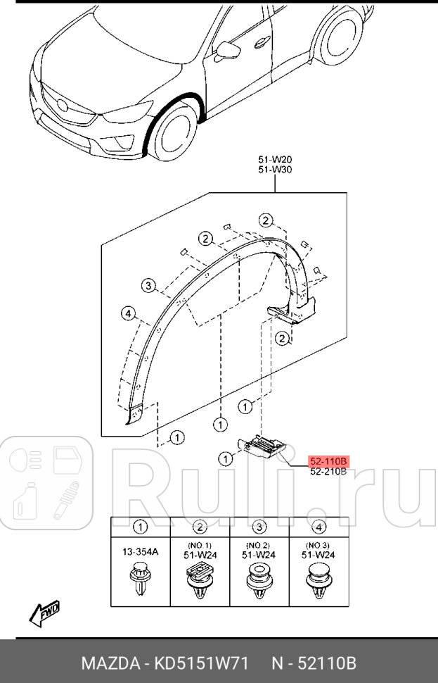 Накладка крыла правого переднего нижняя cx-5 ke MAZDA KD5151W71 1130₽