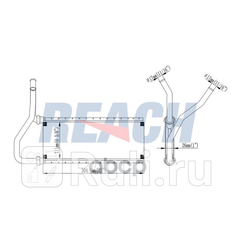 Радиатор отопителя HONDA CRV 2002-2006  REACH 1.18.11734