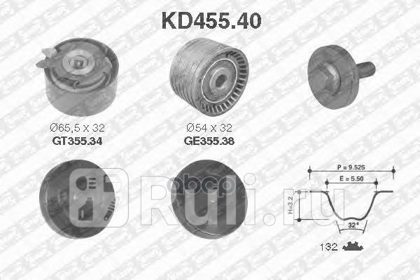 Ремень ГРМ 132x27 2 ролика SNR KD45540 10740₽
