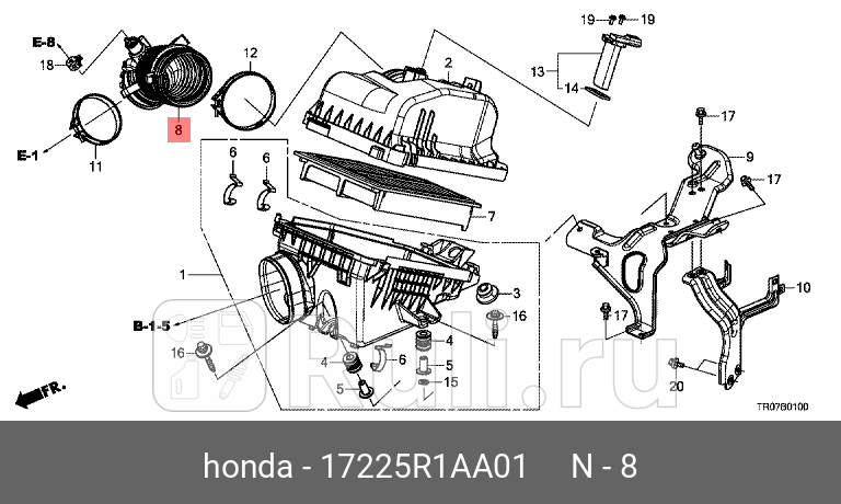 Патрубок воздушного потока HONDA 17225R1AA01 3260₽