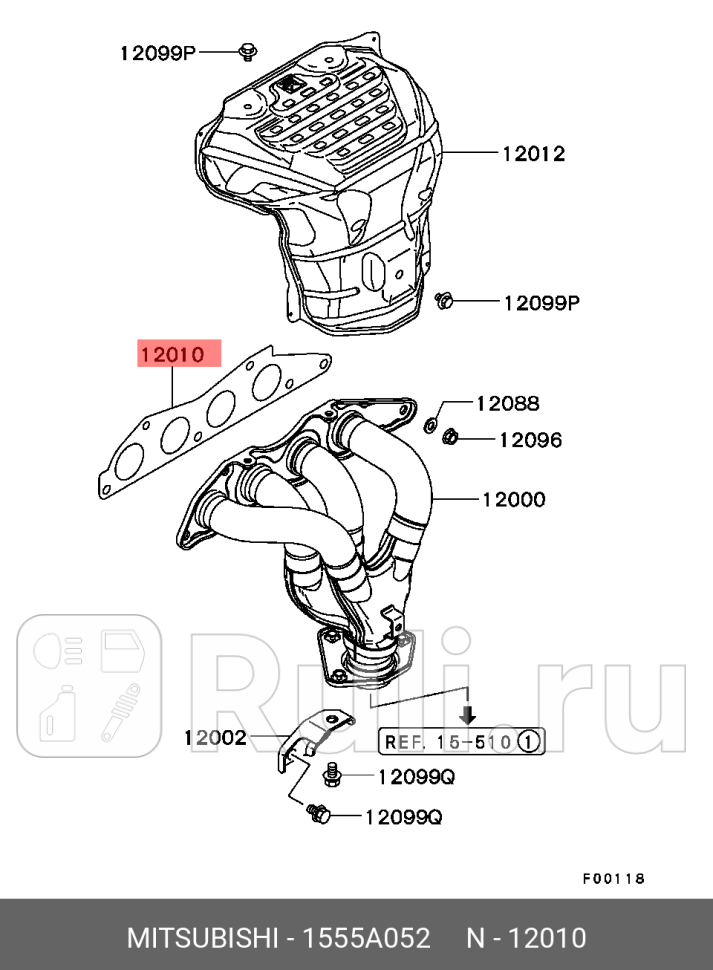 Прокладка выпускного коллектора MITSUBISHI 1555A052 0₽
