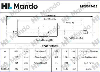 Амортизатор капота MANDO MOP045428 0₽