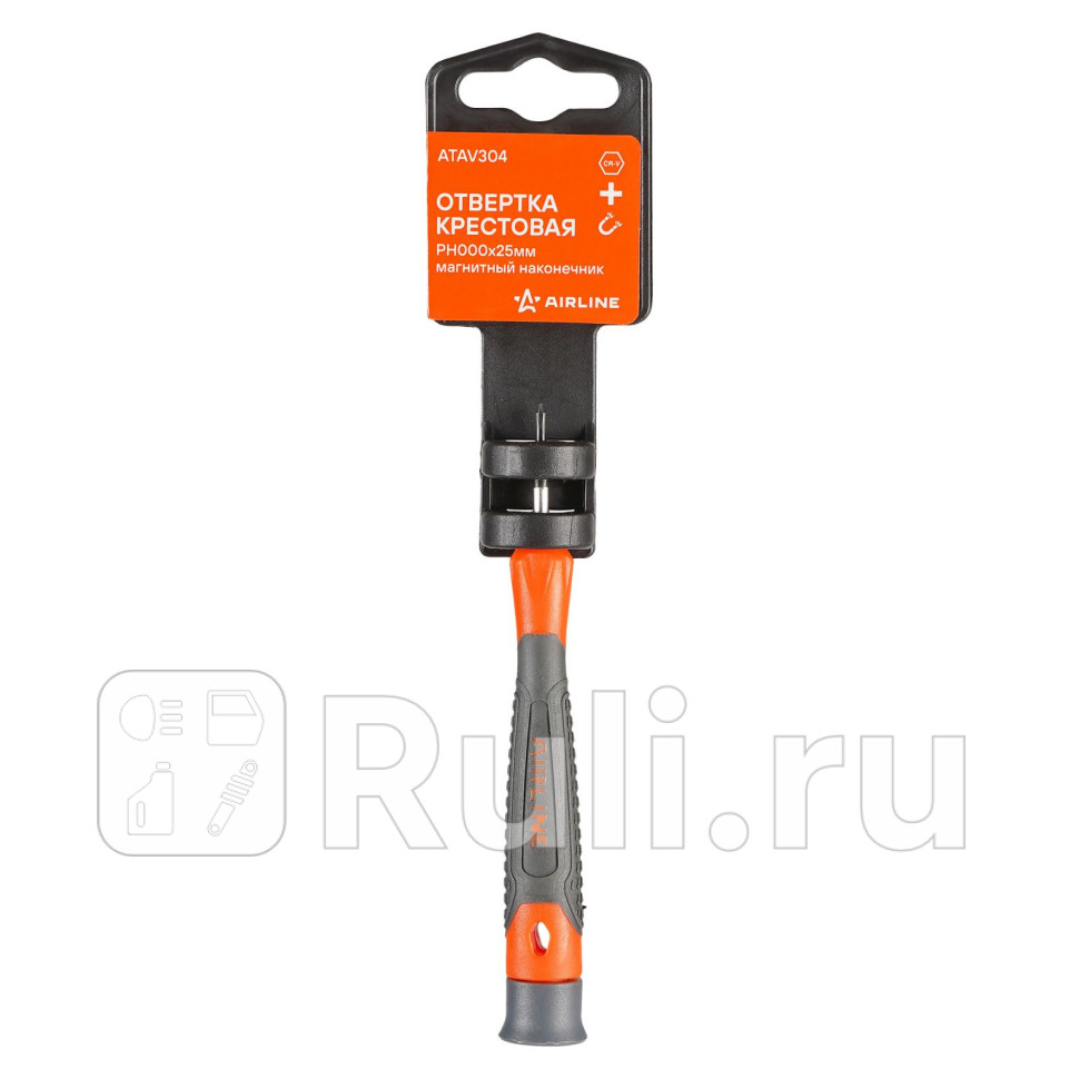 Отвертка крестовая PH000x25мм магнитный наконечник пластподвес AIRLINE ATAV304 140₽