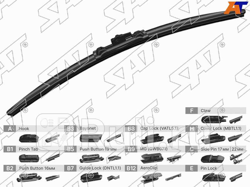 Щетка стеклоочистителя бескаркасная 17 425mm SAT ST-190-0017 710₽