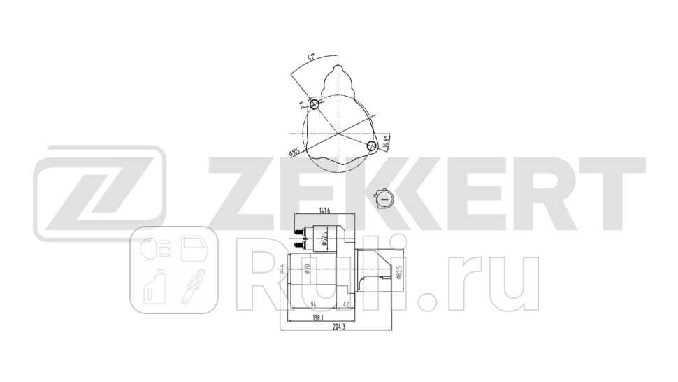 Стартер VW Passat VI 00- Audi A4 II III 00- Skoda Superb 3U4 01- Zekkert an-1088 8460₽