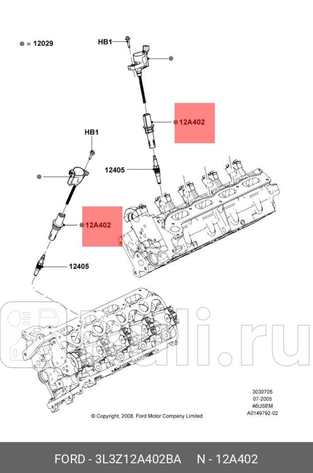 Вилка катушка зажигания FORD 3L3Z12A402BA 1520₽